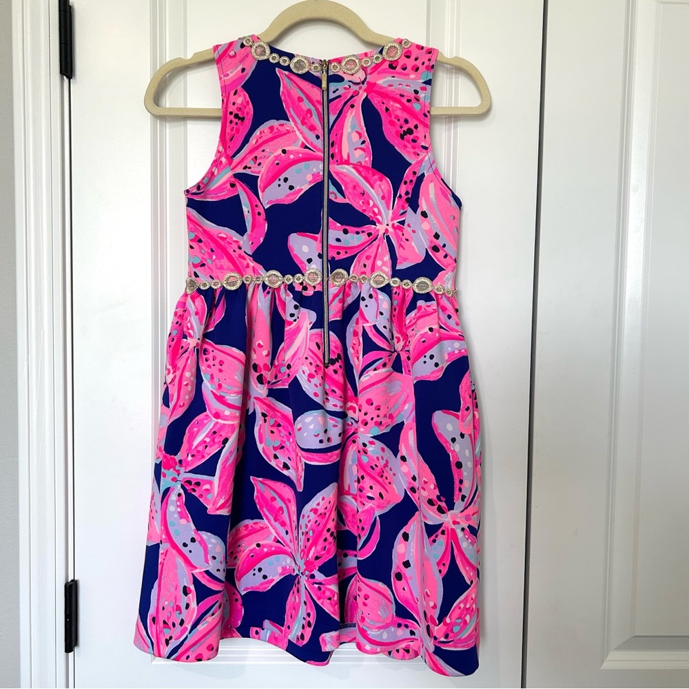 Lilly Pulitzer Girl's Baylee Dress in Royal Purple Wild Child Size XL 12/14 - Picture 4 of 5